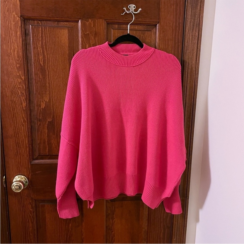 Free People Fuchsia Crew Neck Sweater